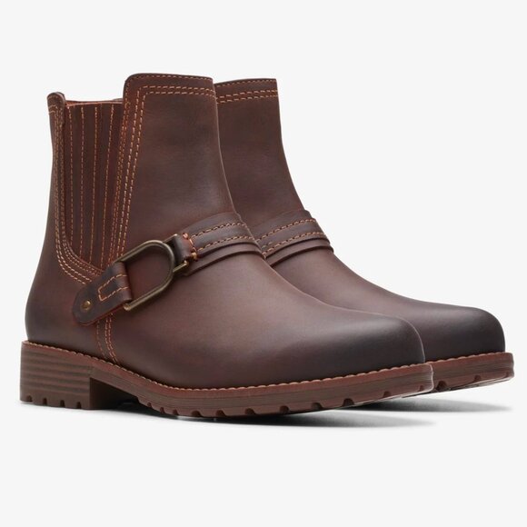 NIB Clarks Aspra Side Zip Buckle Boot in British Tan Leather - Women's 11 - Picture 6 of 14